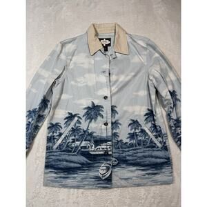 LAUREN Naval Supply Company P/S Cotton Blue Button Up Boat Sail Shirt Jacket